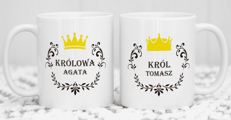 zestaw kubków dla par Królowa i król