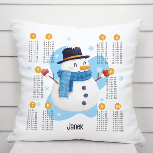 prezent poduszka na mikołaja z imieniem, Personalizowana poduszka z tabliczką mnożenia ? edukacyjny prezent dla dzieci