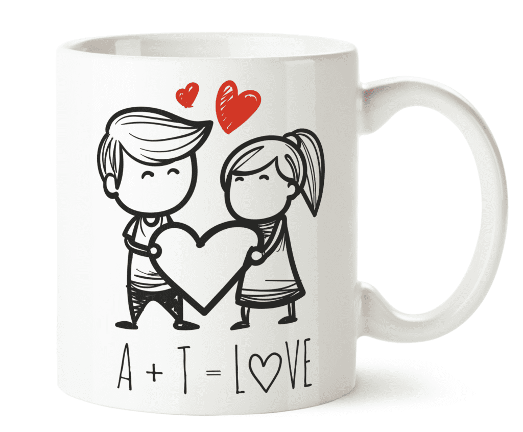 Personalizowany kubek z inicjałami – idealny prezent na walentynki i każdą okazję.