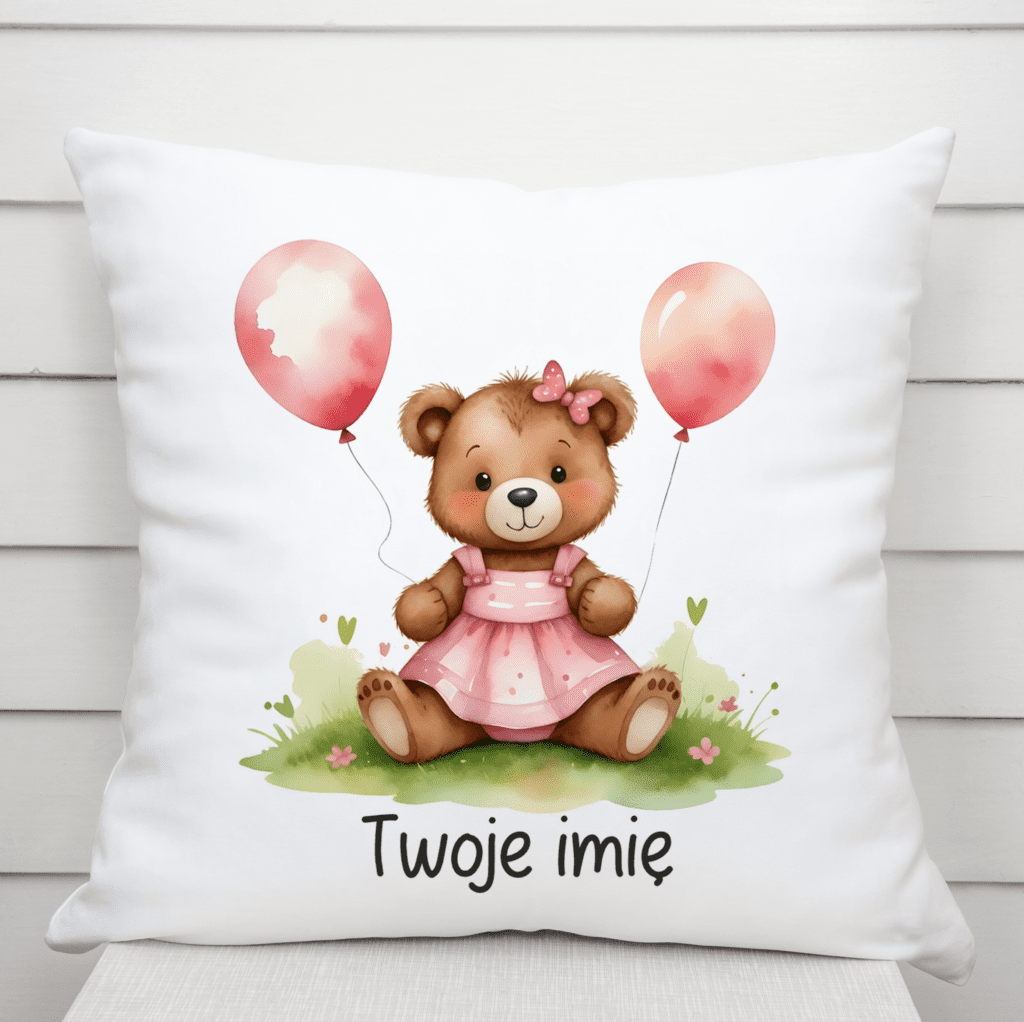 Poduszka dla dziewczynki z imieniem , poduszka z misiem