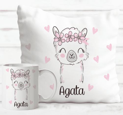 Zestaw kubek i poduszka - Lama