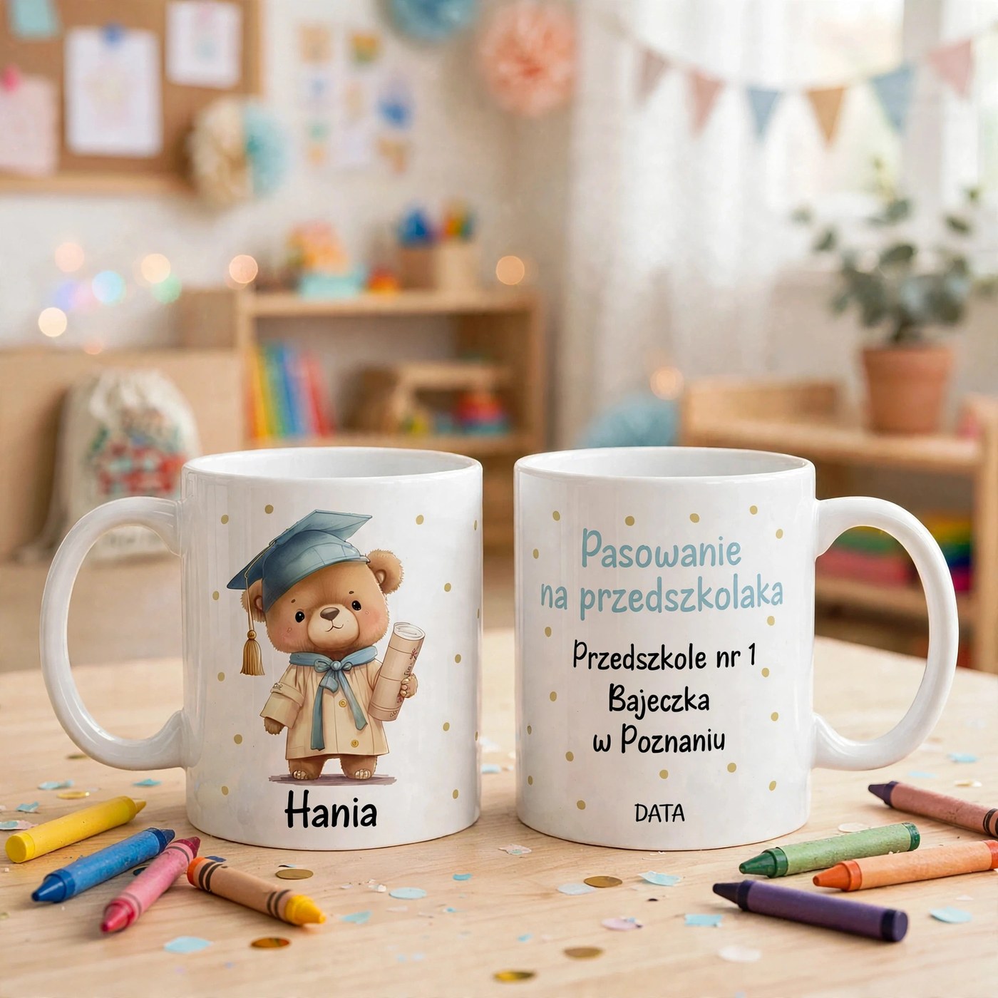 Pasowanie na przedszkolaka - kubek dla grupy z imieniem dziecka , personalizowany