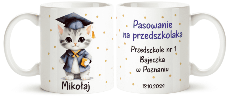 Pasowanie na przedszkolaka - kubek , upominek , kubek z imieniem