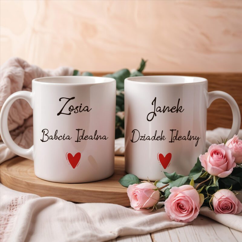 Prezent dla babci i dziadka. Zestaw kubków na dzień babci i dziadka , komplet dwóch kubków.