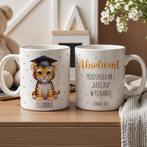 Zakończenie przedszkola prezent Kubek - Prezent imię dziecka i nazwa przedszkola grupa Tygryski