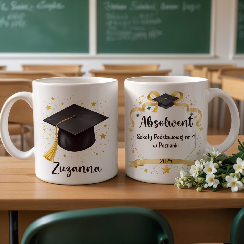 Prezent na zakończenie szkoły 8 klasy- kubek z imieniem dla absolwenta szkoły