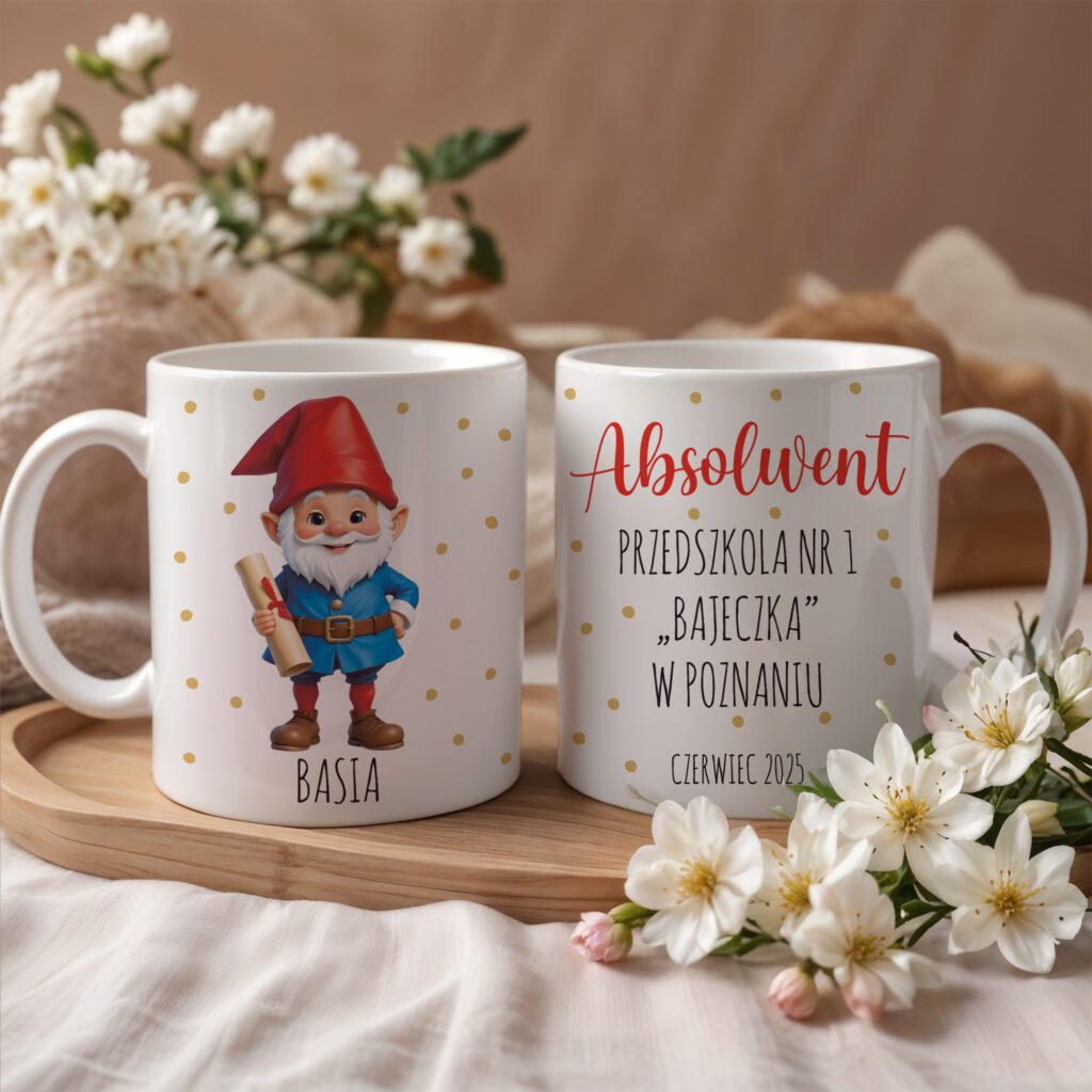 Zakończenie przedszkola prezent Kubek - Prezent imię dziecka i nazwa przedszkola grupa Krasnale