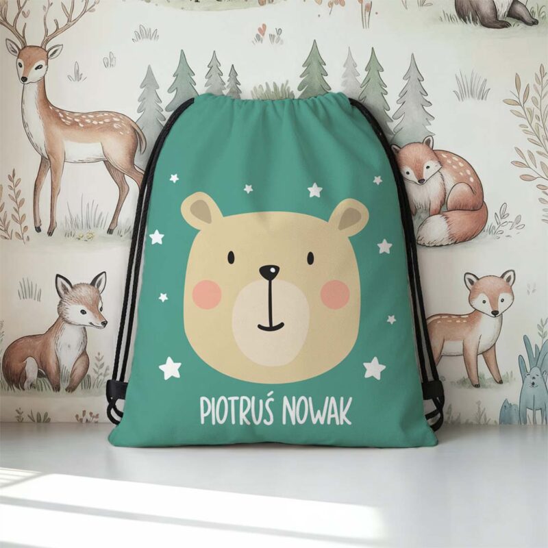 Personalizowany worek do przedszkola i szkoły z imieniem dziecka - plecak worek na buty, strój gimnastyczny lub zabawki.