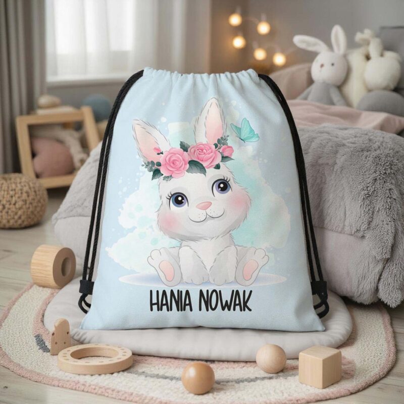 Personalizowany worek do przedszkola i szkoły z imieniem dziecka - plecak worek na buty, strój gimnastyczny lub zabawki.