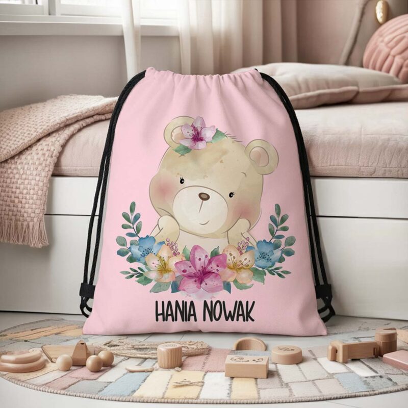 Personalizowany worek do przedszkola i szkoły z imieniem dziecka - plecak worek na buty, strój gimnastyczny lub zabawki.