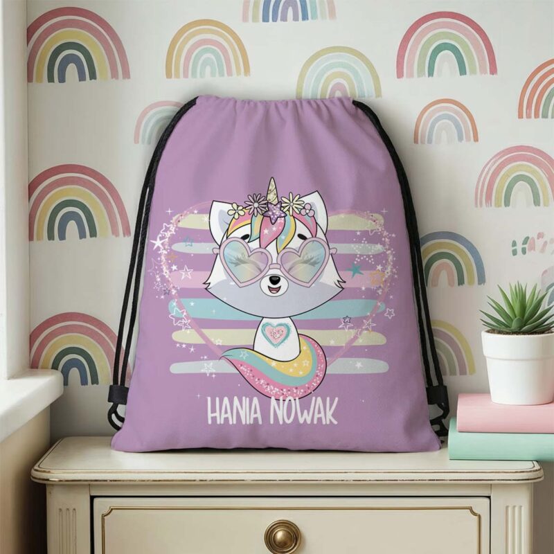 Personalizowany worek do przedszkola i szkoły z imieniem dziecka - plecak worek na buty, strój gimnastyczny lub zabawki.