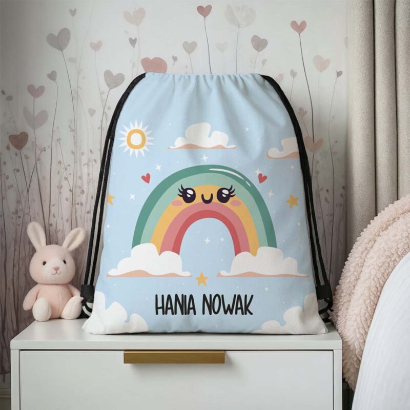 Personalizowany worek do przedszkola i szkoły z imieniem dziecka - plecak worek na buty, strój gimnastyczny lub zabawki.