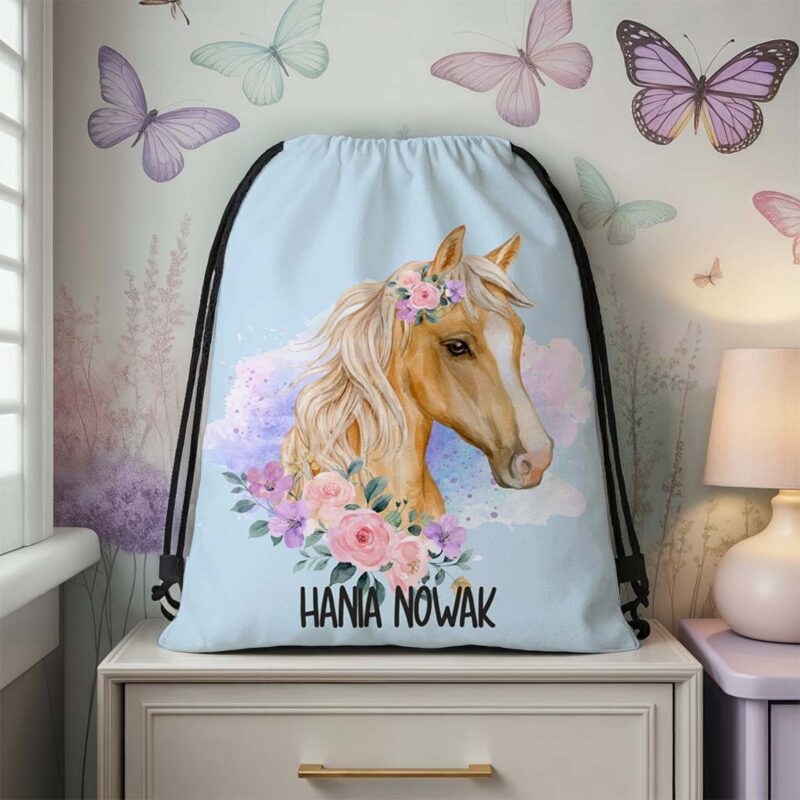 Personalizowany worek do przedszkola i szkoły z imieniem dziecka - plecak worek na buty, strój gimnastyczny lub zabawki.