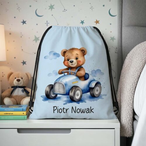 Personalizowany worek do przedszkola i szkoły z imieniem dziecka - plecak worek na buty, strój gimnastyczny lub zabawki.