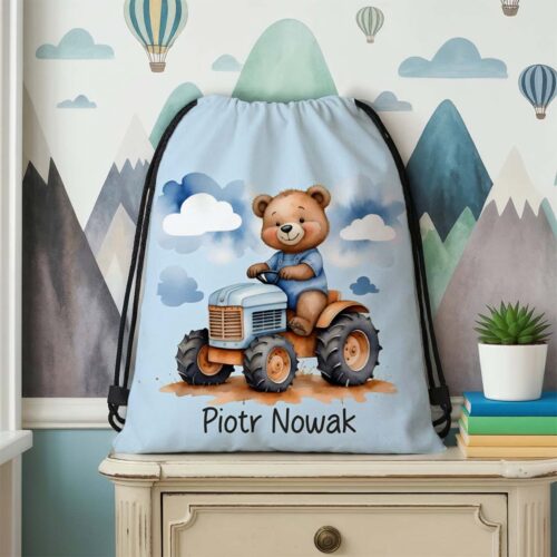 Personalizowany worek do przedszkola i szkoły z imieniem dziecka - plecak worek na buty, strój gimnastyczny lub zabawki.
