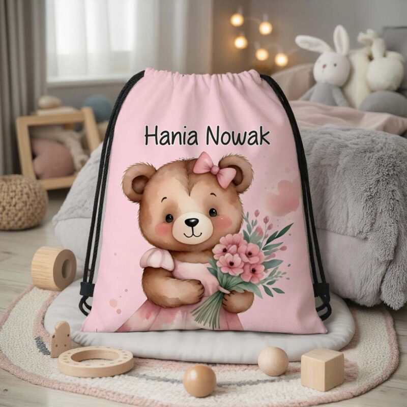 Personalizowany worek do przedszkola i szkoły z imieniem dziecka - plecak worek na buty, strój gimnastyczny lub zabawki.