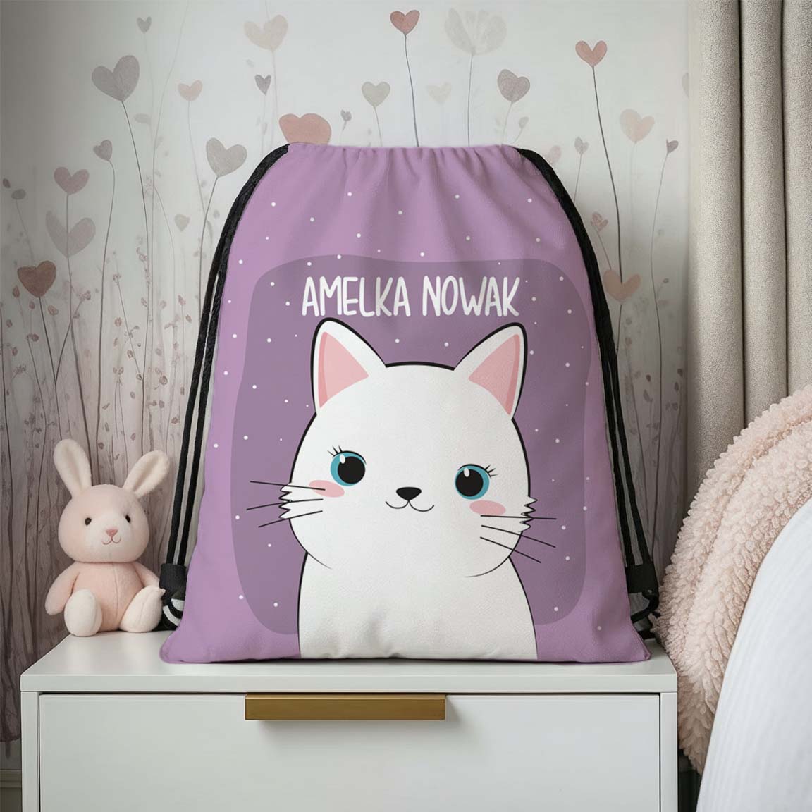 Personalizowany worek do przedszkola i szkoły z imieniem dziecka - plecak worek na buty, strój gimnastyczny lub zabawki.