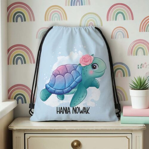 Personalizowany worek do przedszkola i szkoły z imieniem dziecka - plecak worek na buty, strój gimnastyczny lub zabawki.