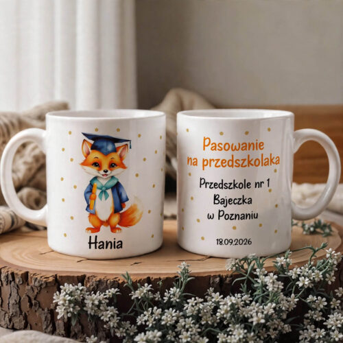 Pasowanie na przedszkolaka - kubek dla grupy z imieniem dziecka , personalizowany