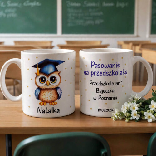 Pasowanie na przedszkolaka - kubek dla grupy z imieniem dziecka , personalizowany